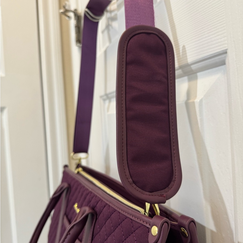Lovevook Purple Quilted waterproof Laptop Bag with Structured Handles - Picture 6 of 16